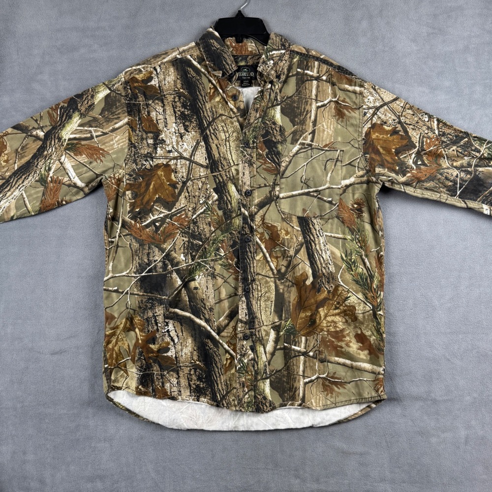 RedHead Mens Realtree AP Camo Button Down Shirt Cotton Hunting Large RN 74747